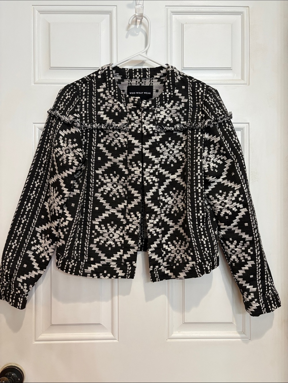 Who What Wear Aztec Print Fringe Jacket, Size S